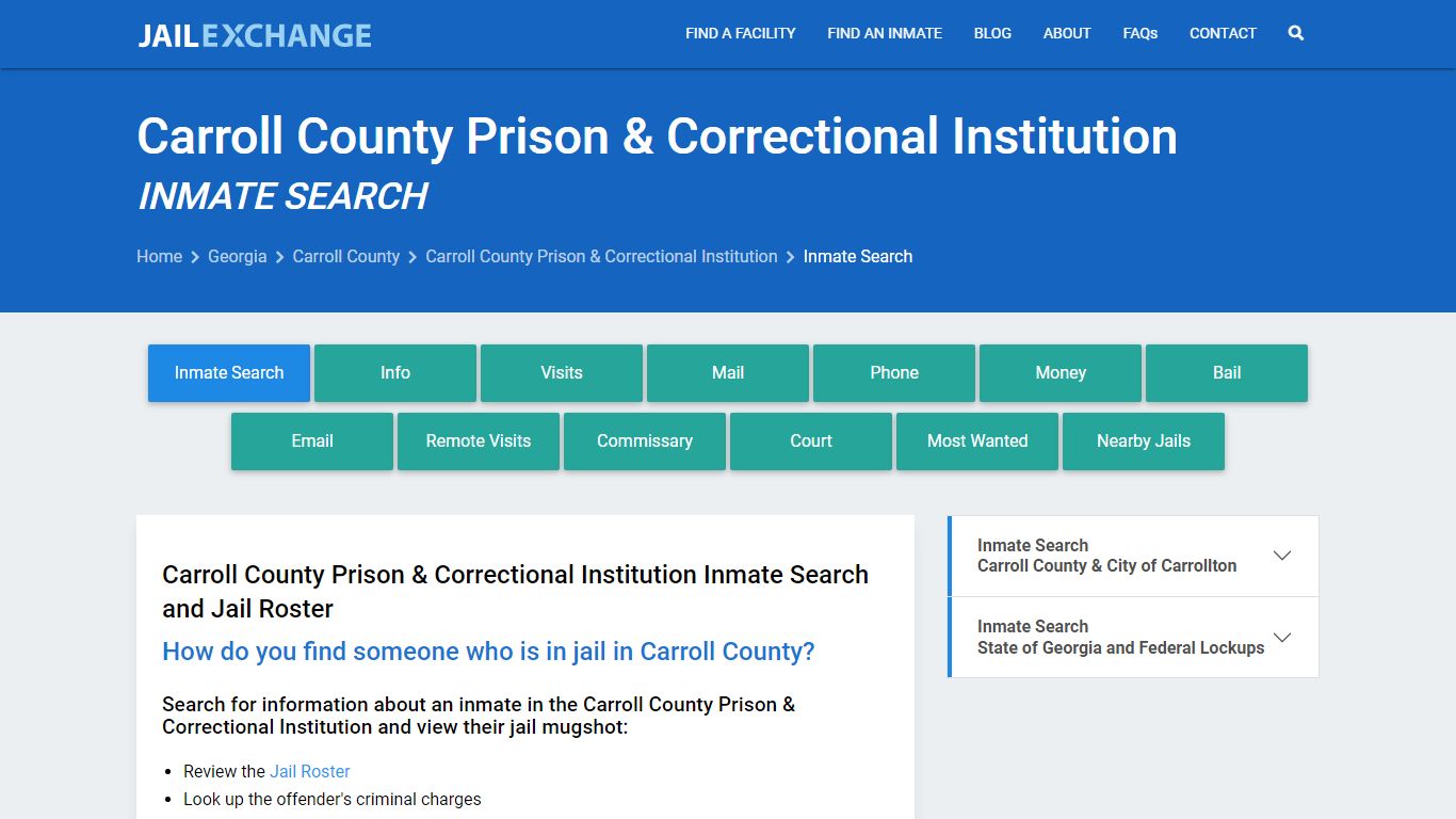 Carroll County Prison & Correctional Institution Inmate Search